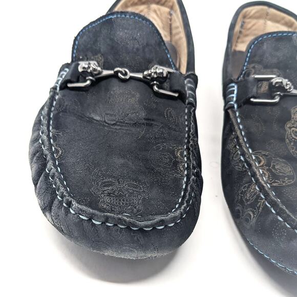 Robert Graham Shoes Mens 10 Tardis Suede Skulls Black Driving Loafers Slip On main image 8